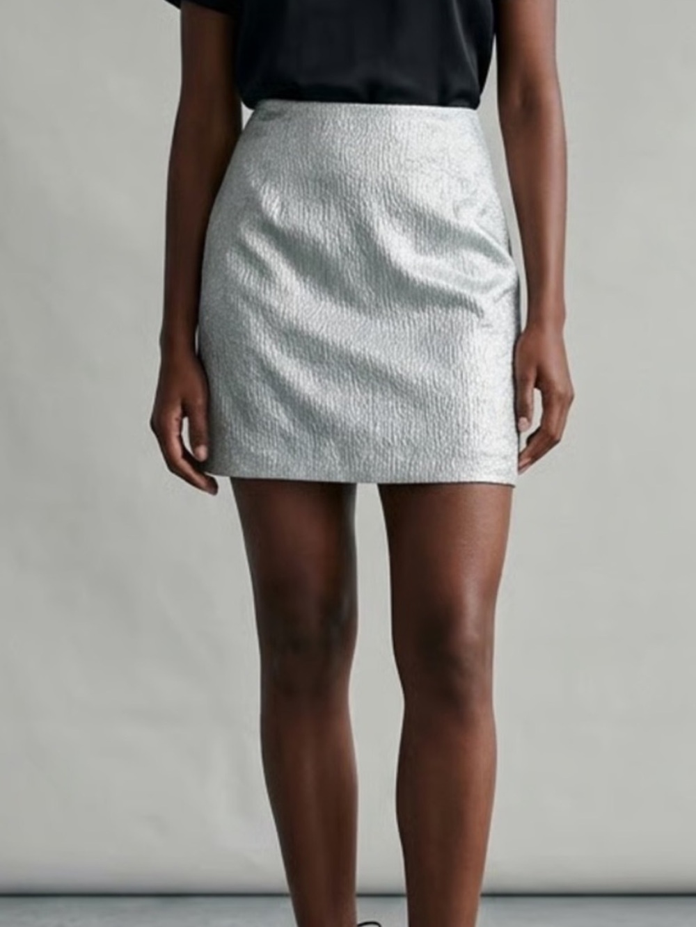 Ann Taylor Silver Metallic Mini Skirt